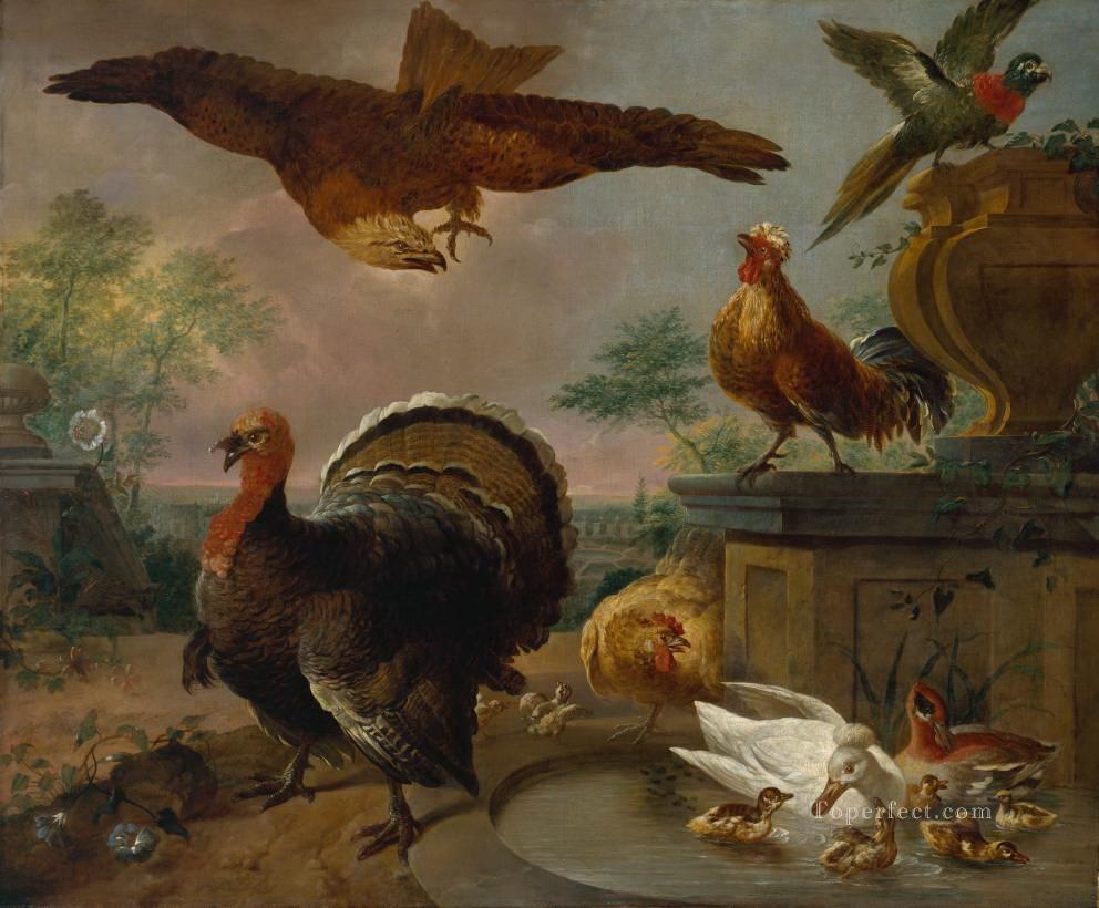 poulet aigle et les oiseaux Peintures à l'huile